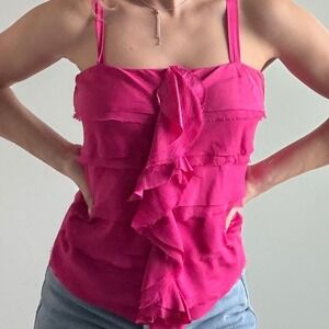 Vintage Y2K Cache Ruffle Front Tank‎ Size Small